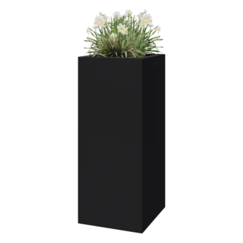 Jardinieră din fibră de sticlă - Pătrat - 50 x 50 x 120 cm - RAL7021 mat (gri negru) - Cu fund