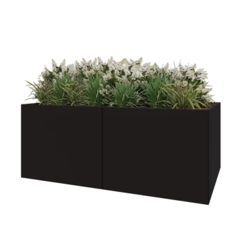 Jardinieră XXL din oțel - Dreptunghiular - 200 x 120 x 80 cm - RAL9005 mat (negru) - Cu placă de bază