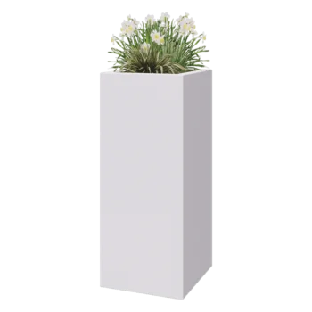 Jardinieră din fibră de sticlă - Pătrat - 50 x 50 x 120 cm - RAL9010 mat (alb) - Cu fund