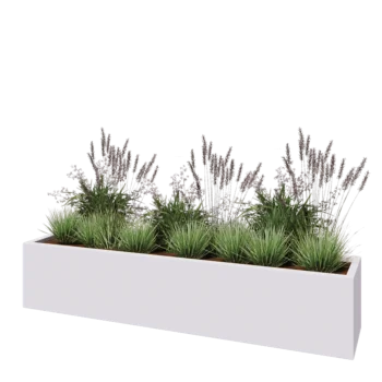 Jardinieră din fibră de sticlă - Dreptunghi - 200 x 40 x 40 cm - RAL9010 mat (alb) - Cu fund