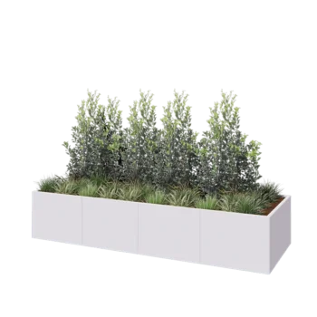 Jardinieră XXL din oțel - Dreptunghiular - 320 x 100 x 60 cm - RAL9010 mat (alb) - Fără placă de bază