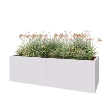Jardinieră XXL din oțel - Dreptunghiular - 200 x 80 x 60 cm - RAL9010 mat (alb) - Cu placă de bază