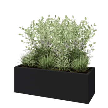 Jardinieră din fibră de sticlă - Dreptunghi - 120 x 40 x 40 cm - RAL7021 mat (gri negru) - Cu fund