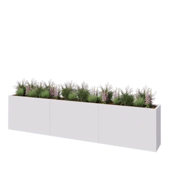 Jardinieră XXL din oțel - Dreptunghiular - 360 x 40 x 80 cm - RAL9010 mat (alb) - Cu placă de bază