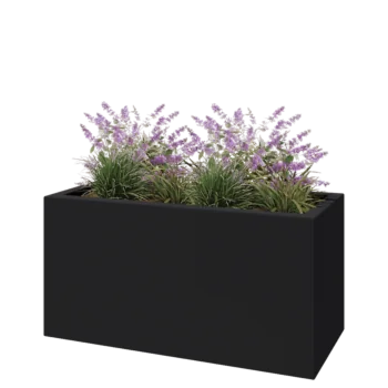 Jardinieră din fibră de sticlă - Dreptunghi - 120 x 50 x 60 cm - RAL7021 mat (gri negru) - Cu fund