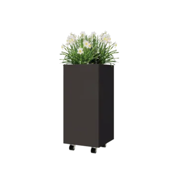 Jardinieră din oțel - Pătrat - 40 x 40 x 80 cm - Altă culoare RAL - Cu placă de bază - Cu roți