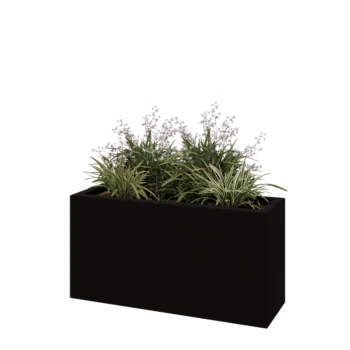 Jardinieră din fibră de sticlă - Dreptunghi - 100 x 30 x 50 cm - RAL9005 mat (negru) - Cu fund