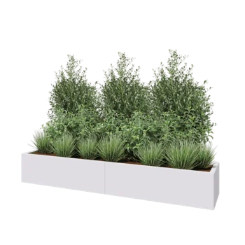 Jardinieră XXL din oțel - Dreptunghiular - 200 x 40 x 30 cm - RAL9010 mat (alb) - Cu placă de bază