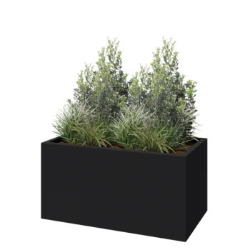 Jardinieră din fibră de sticlă - Dreptunghi - 100 x 50 x 50 cm - RAL7021 mat (gri negru) - Cu fund