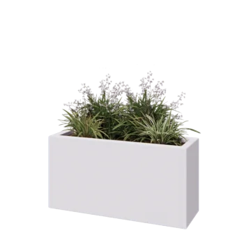 Jardinieră din fibră de sticlă - Dreptunghi - 100 x 30 x 50 cm - RAL9010 mat (alb) - Cu fund