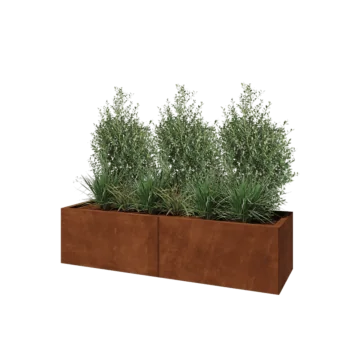 Jardinieră XXL din oțel corten - Dreptunghiular - 160 x 50 x 40 cm - Cu placă de bază