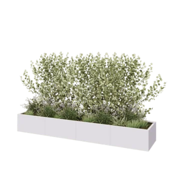 Jardinieră XXL din oțel - Dreptunghiular - 320 x 60 x 40 cm - RAL9010 mat (alb) - Cu placă de bază
