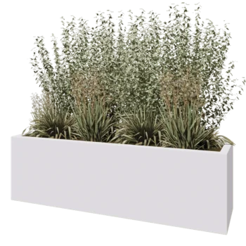 Jardinieră din fibră de sticlă - Dreptunghi - 200 x 50 x 60 cm - RAL9010 mat (alb) - Cu fund