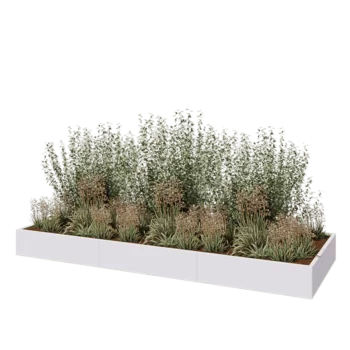Jardinieră XXL din oțel - Dreptunghiular - 360 x 120 x 30 cm - RAL9010 mat (alb) - Cu placă de bază