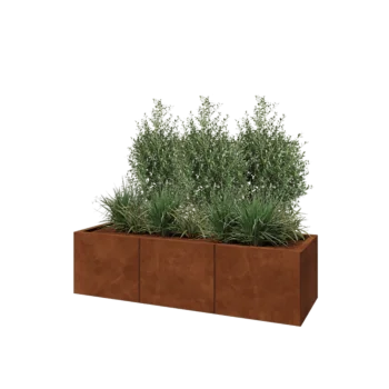 Jardinieră XXL din oțel corten - Dreptunghiular - 150 x 50 x 40 cm - Cu placă de bază
