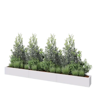 Jardinieră XXL din oțel - Dreptunghiular - 360 x 30 x 30 cm - RAL9010 mat (alb) - Cu placă de bază