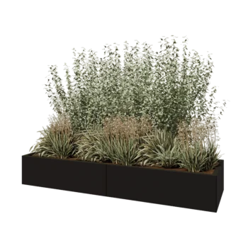 Jardinieră XXL din oțel - Dreptunghiular - 200 x 60 x 30 cm - RAL9005 mat (negru) - Fără placă de bază