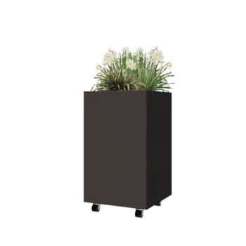 Jardinieră din oțel - Pătrat - 50 x 50 x 80 cm - Altă culoare RAL - Cu placă de bază - Cu roți