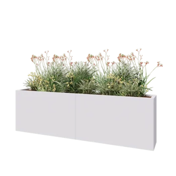 Jardinieră XXL din oțel - Dreptunghiular - 200 x 30 x 60 cm - RAL9010 mat (alb) - Cu placă de bază