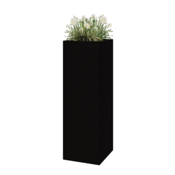 Jardinieră din fibră de sticlă - Pătrat - 40 x 40 x 120 cm - RAL9005 mat (negru) - Cu fund