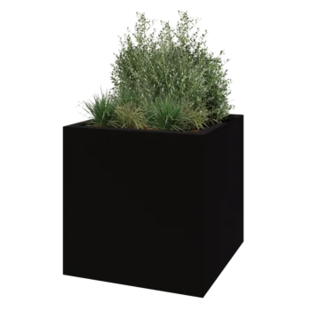 Jardinieră din fibră de sticlă - Pătrat - 120 x 120 x 120 cm - RAL9005 mat (negru) - Cu fund