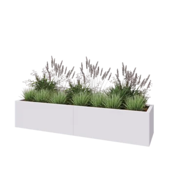 Jardinieră XXL din oțel - Dreptunghiular - 200 x 50 x 40 cm - RAL9010 mat (alb) - Cu placă de bază