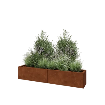 Jardinieră XXL din oțel corten - Dreptunghiular - 160 x 30 x 30 cm - Cu placă de bază