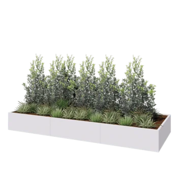 Jardinieră XXL din oțel - Dreptunghiular - 360 x 120 x 40 cm - RAL9010 mat (alb) - Cu placă de bază