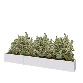 Jardinieră XXL din oțel - Dreptunghiular - 360 x 40 x 40 cm - RAL9010 mat (alb) - Cu placă de bază