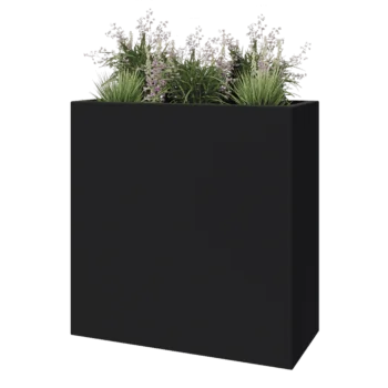 Jardinieră din fibră de sticlă - Dreptunghi - 100 x 40 x 100 cm - RAL7021 mat (gri negru) - Cu fund