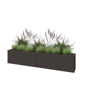 Jardinieră XXL din oțel - Dreptunghiular - 200 x 30 x 40 cm - RAL7016 mat (gri antracit) - Cu placă de bază