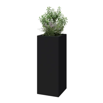 Jardinieră din fibră de sticlă - Pătrat - 40 x 40 x 100 cm - RAL7021 mat (gri negru) - Cu fund