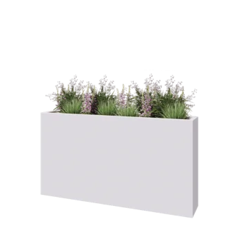 Jardinieră din fibră de sticlă - Dreptunghi - 150 x 25 x 80 cm - RAL9010 mat (alb) - Cu fund