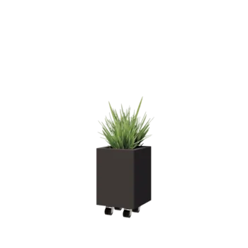 Jardinieră din oțel - Pătrat - 30 x 30 x 40 cm - RAL7016 mat (gri antracit) - Cu placă de bază - Cu roți