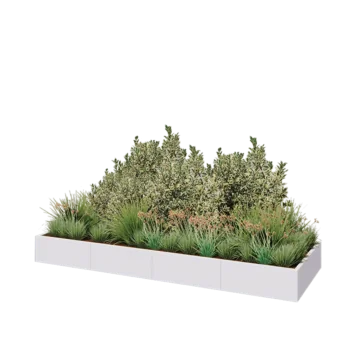 Jardinieră XXL din oțel - Dreptunghiular - 320 x 100 x 30 cm - RAL9010 mat (alb) - Cu placă de bază