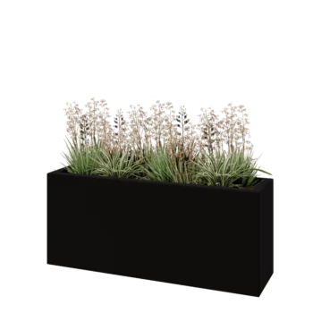 Jardinieră din fibră de sticlă - Dreptunghi - 120 x 30 x 50 cm - RAL9005 mat (negru) - Cu fund