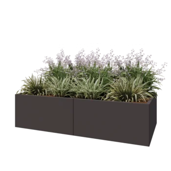 Jardinieră XXL din oțel - Dreptunghiular - 200 x 100 x 50 cm - RAL7016 mat (gri antracit) - Cu placă de bază