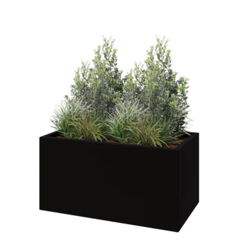 Jardinieră din fibră de sticlă - Dreptunghi - 100 x 50 x 50 cm - RAL9005 mat (negru) - Cu fund