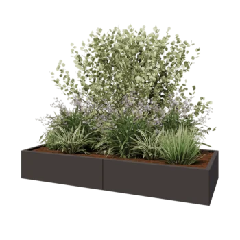 Jardinieră XXL din oțel - Dreptunghiular - 200 x 80 x 30 cm - RAL7016 mat (gri antracit) - Cu placă de bază