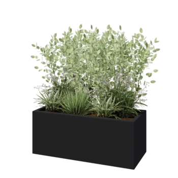 Jardinieră din fibră de sticlă - Dreptunghi - 100 x 40 x 40 cm - RAL7021 mat (gri negru) - Cu fund