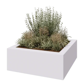 Jardinieră din fibră de sticlă - Pătrat - 160 x 160 x 60 cm - RAL9010 mat (alb) - Cu fund