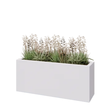 Jardinieră din fibră de sticlă - Dreptunghi - 120 x 30 x 50 cm - RAL9010 mat (alb) - Cu fund