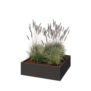Jardinieră din oțel - Pătrat - 100 x 100 x 30 cm - RAL7016 mat (gri antracit) - Fără placă de bază