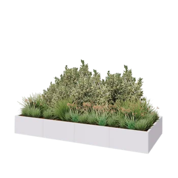 Jardinieră XXL din oțel - Dreptunghiular - 320 x 120 x 40 cm - RAL9010 mat (alb) - Cu placă de bază
