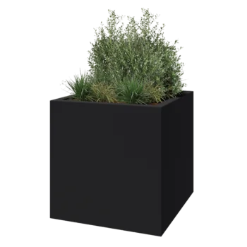 Jardinieră din fibră de sticlă - Pătrat - 120 x 120 x 120 cm - RAL7021 mat (gri negru) - Cu fund