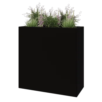 Jardinieră din fibră de sticlă - Dreptunghi - 100 x 40 x 100 cm - RAL9005 mat (negru) - Cu fund