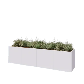 Jardinieră XXL din oțel - Dreptunghiular - 320 x 60 x 80 cm - RAL9010 mat (alb) - Cu placă de bază
