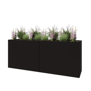 Jardinieră XXL din oțel - Dreptunghiular - 200 x 50 x 80 cm - RAL9005 mat (negru) - Fără placă de bază