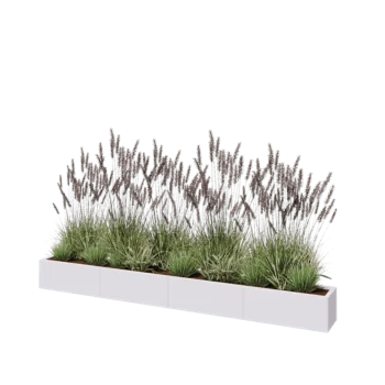 Jardinieră XXL din oțel - Dreptunghiular - 320 x 30 x 30 cm - RAL9010 mat (alb) - Cu placă de bază