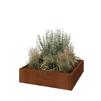 Jardinieră din oțel corten - Pătrat - 120 x 120 x 30 cm - Fără placă de bază